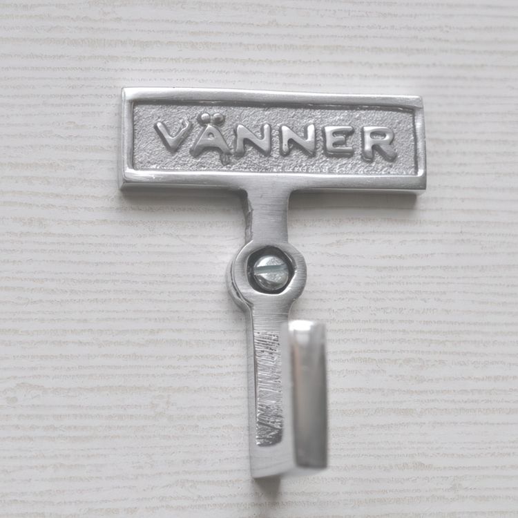 Hook with sign, VÄNNER, H 7 cmExmez, Aluminium