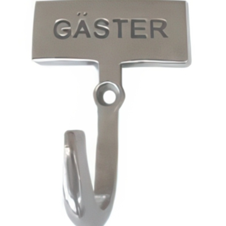 Hook with sign, GÄSTER, Exmez, Sand-cast aluminum
