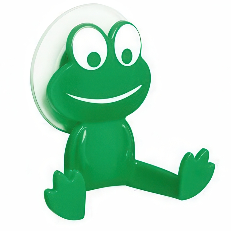 Hook with suction cup, HAPPY FROG, 9,5 x H 9,5 cm, Green