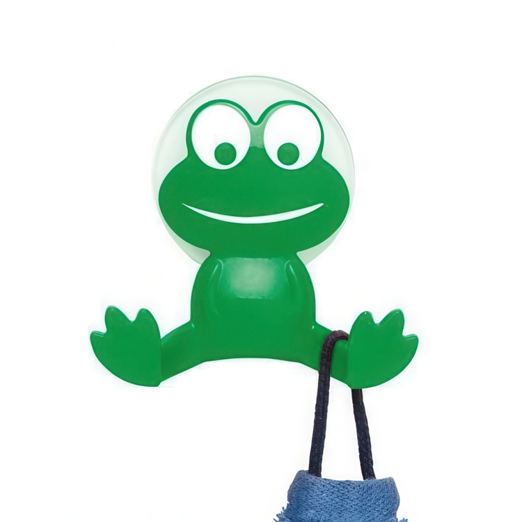 Hook with suction cup, HAPPY FROG, 9,5 x H 9,5 cm, Green
