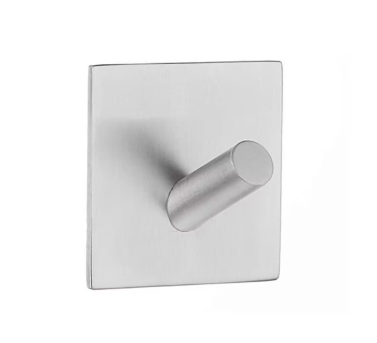 Hook, Self-adhesive, Square, BESLAGSBODEN, 4,5 x H 4,5 cm, Brushed stainless steel