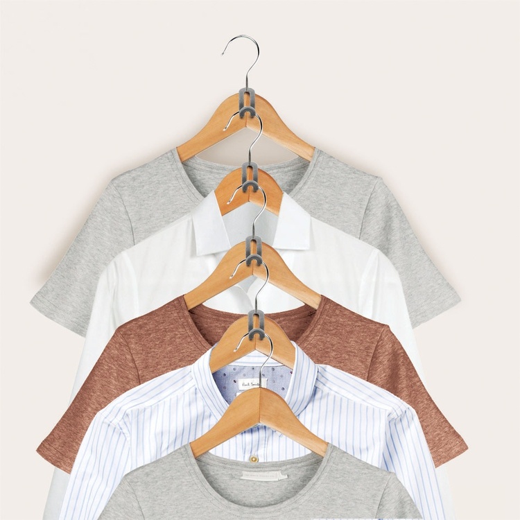 Hooks for hangers, Set of 8, VELVET CASCADE, Anti Slip, Grey