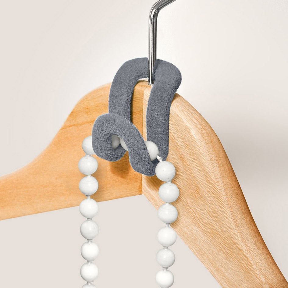 Hooks for hangers, Set of 8, VELVET CASCADE, Anti Slip, Grey