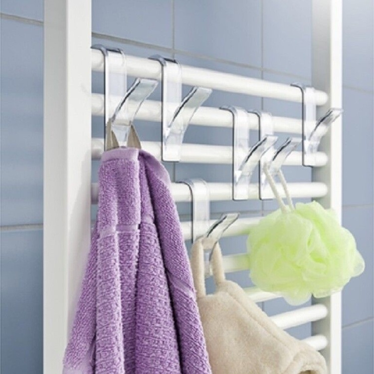 Hooks for Towel radiators, Set of 2, HANDTUCHHEIZKÖRPER, 2,5 x 7 x H 10,5, Clear