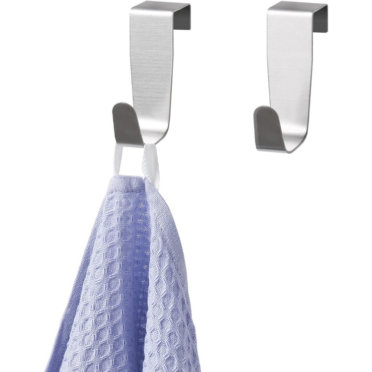 Hooks over cabinet door, Set of 2, Brushed stainless steel, SIMPLY SMART, Silver