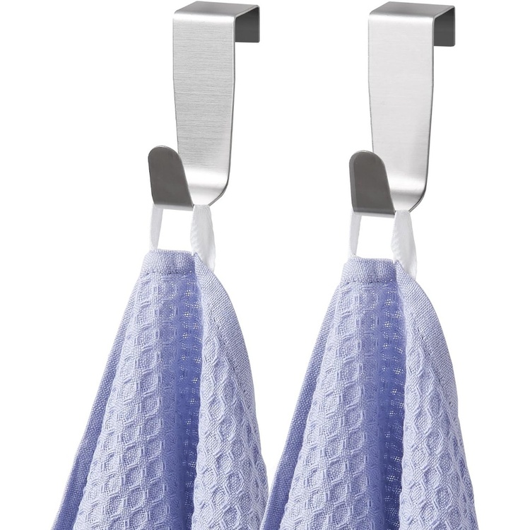 Hooks over cabinet door, Set of 2, Brushed stainless steel, SIMPLY SMART, Silver
