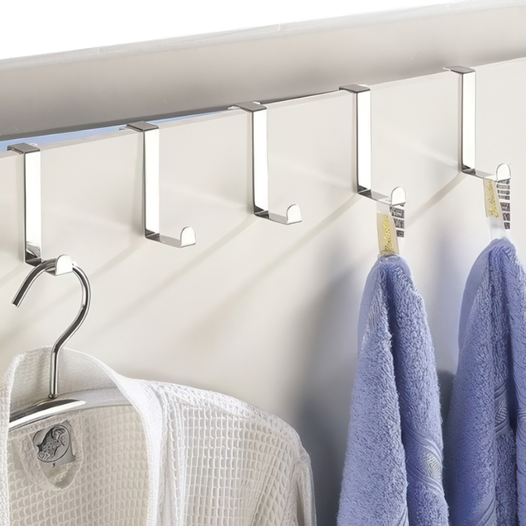 Hooks for cabinet door / door, Set of 6, TüRGARDEROBENHAKEN, Silver