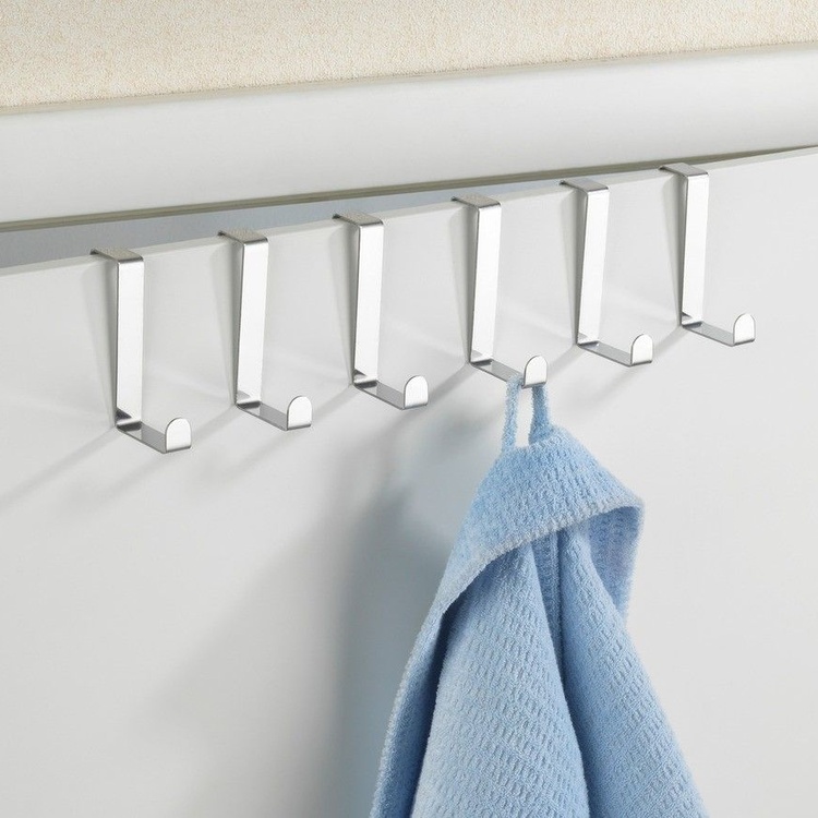 Hooks for cabinet door / door, Set of 6, TüRGARDEROBENHAKEN, Silver