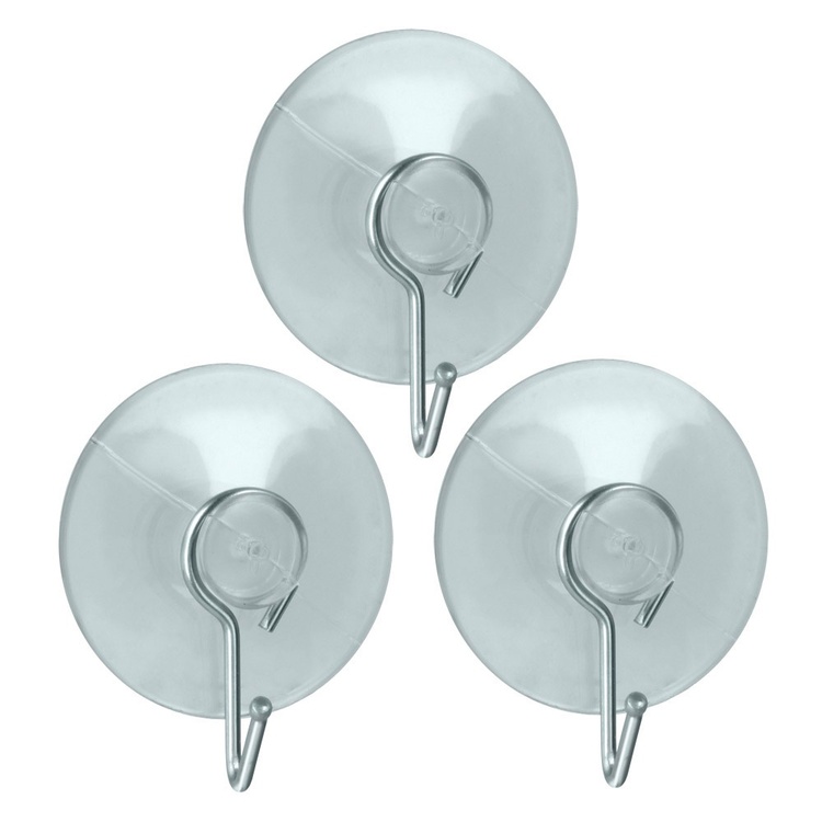 Hooks suction cup, Set of 3, VENTOUSE Ø 4 cm, Clear