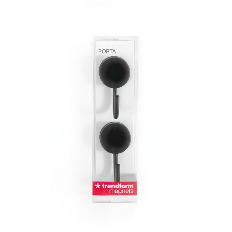 Hooks Magnetic, Set of 2, PORTA, Ø 2,5 x H 5 cm, Black