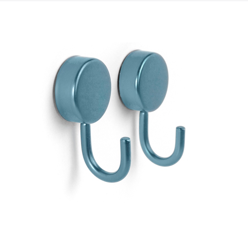 Hooks Magnetic, Set of 2, PORTA, Ø 2,5 x H 5 cm, Silver blue