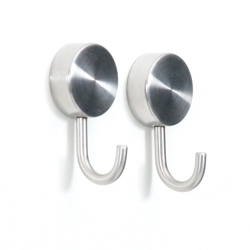 Hooks Magnetic, Set of 2, PORTA, Ø 2,5 x H 5 cm, Silver
