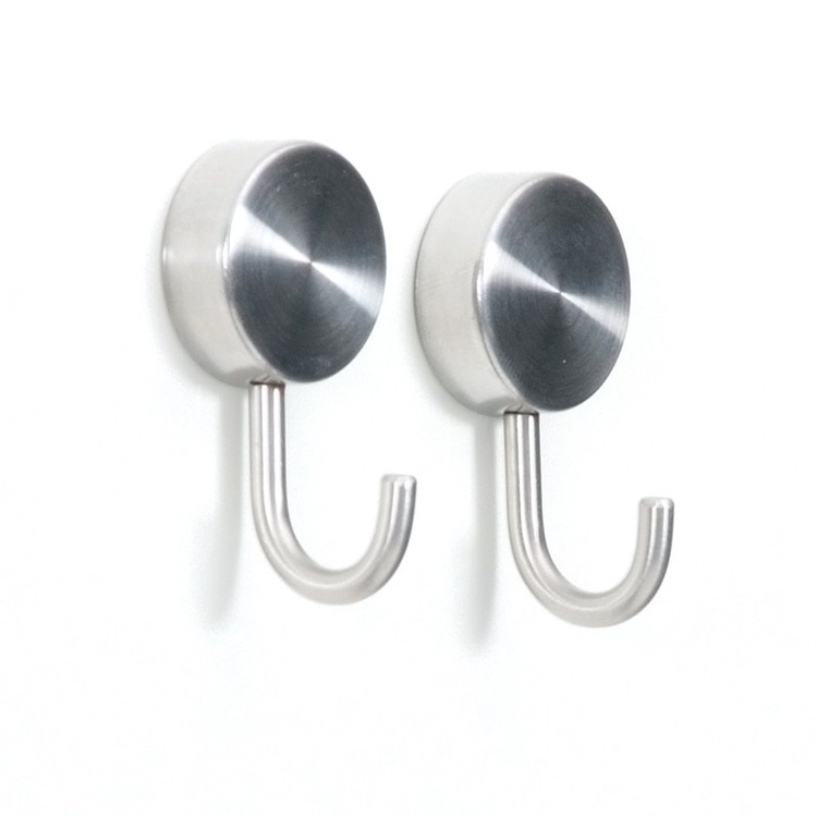 Hooks Magnetic, Set of 2, PORTA, Ø 2,5 x H 5 cm, Silver