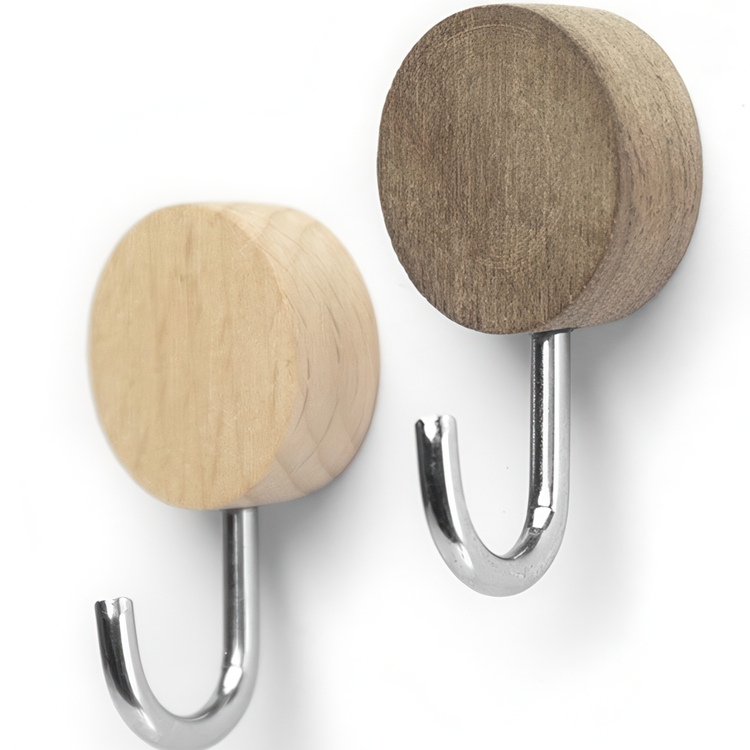 Hooks Magnetic, Set of 2, WOOD, Ø 2,5 cm x H 4,5 cm, Valnut / Nature