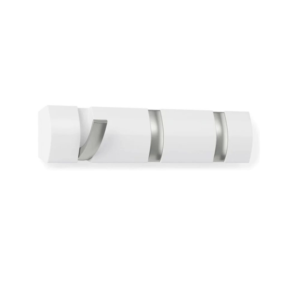 Hook Rack, UMBRA FLIP 3 HOOK, White / Nickel