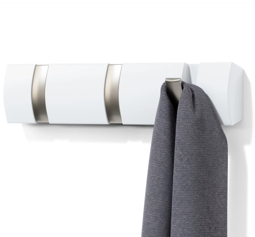 Hook Rack, UMBRA FLIP 3 HOOK, White / Nickel