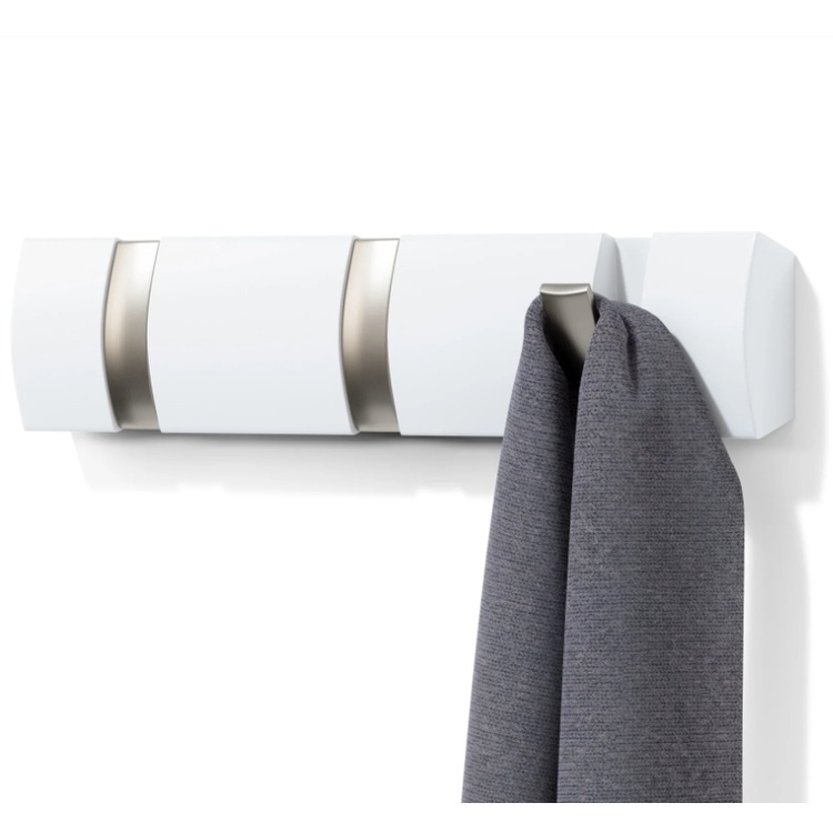 Hook Rack, UMBRA FLIP 3 HOOK, White / Nickel