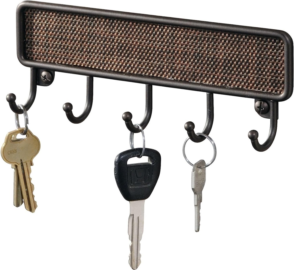 Key Rack with 5 hooks, TWILLO BRONZE, 20,5 x 3 x H 7 cm, Brown