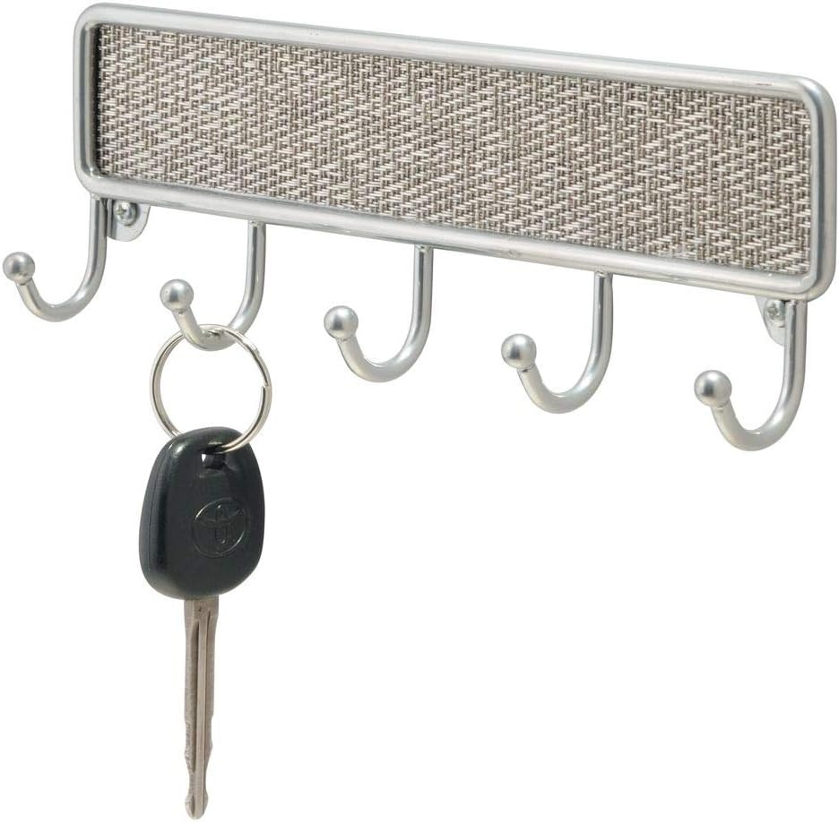 Key Rack with 5 hooks, TWILLO METALLICO, 20,5 x 3 x H 7 cm, Silver