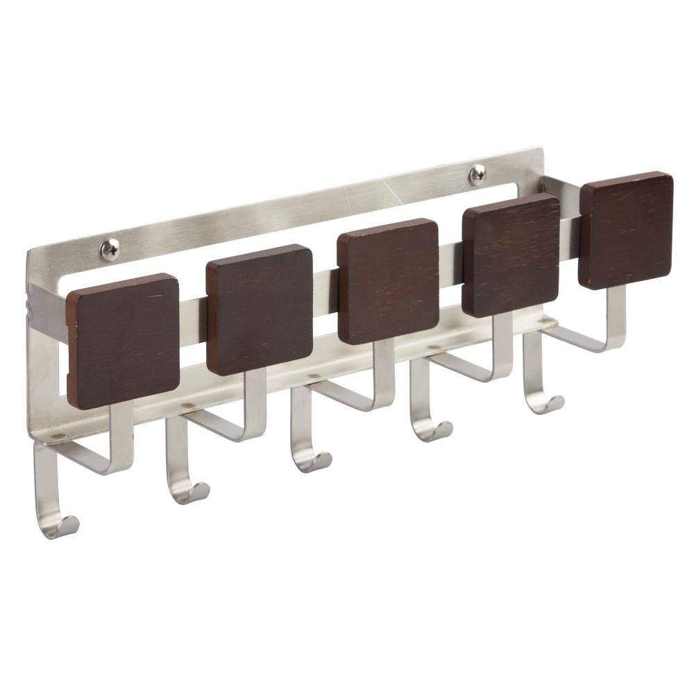 Letter Rack & Hooklist, ESPRESSO MAIL CENTER, 29 x 7 x H 11 cm, Silver / Brown