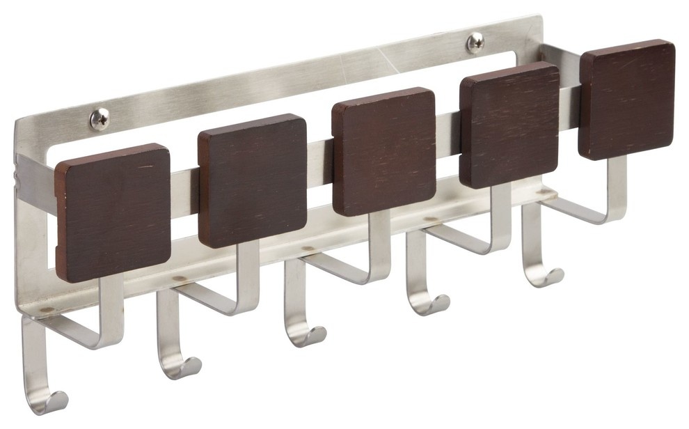 Letter Rack & Hooklist, ESPRESSO MAIL CENTER, 29 x 7 x H 11 cm, Silver / Brown