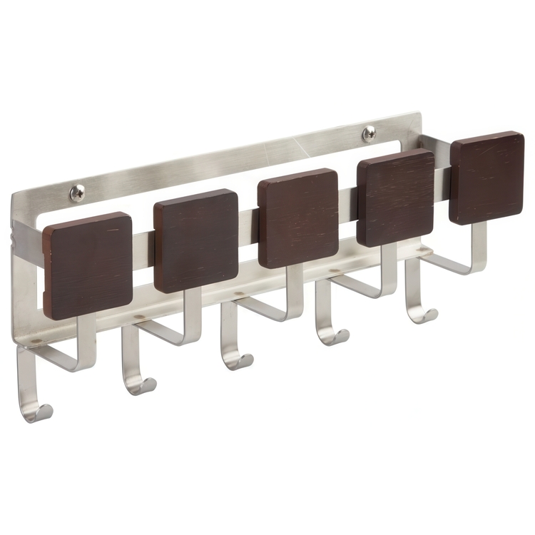 Letter Rack & Hooklist, ESPRESSO MAIL CENTER, 29 x 7 x H 11 cm, Silver / Brown