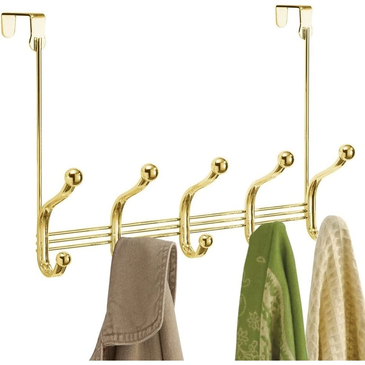 Hanger over the door - 5 hooks, YORK LYRA, Gold