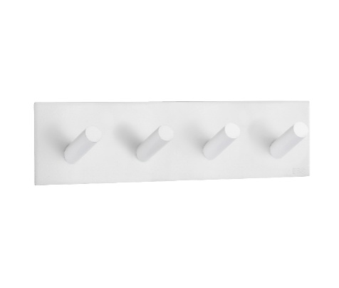 Four hook, Self-adhesive, BESLAGSBODEN, 18 x H 4,5 cm, White