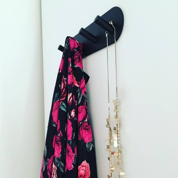 Four hook, Self-adhesive, BESLAGSBODEN, 19,2 x H 4,8 cm, Black