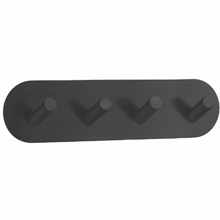 Four hook, Self-adhesive, BESLAGSBODEN, 19,2 x H 4,8 cm, Black