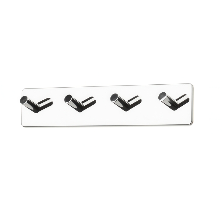 Hook strip, 4 hooks, Self-adhesive, Angular, HABO EDGE, 26 x H 5 cm