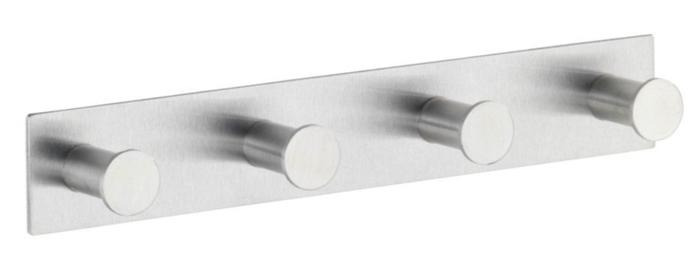 Hook Strip, Four hook, Self-adhesive, Metal, CELANO QUADRO, Silver