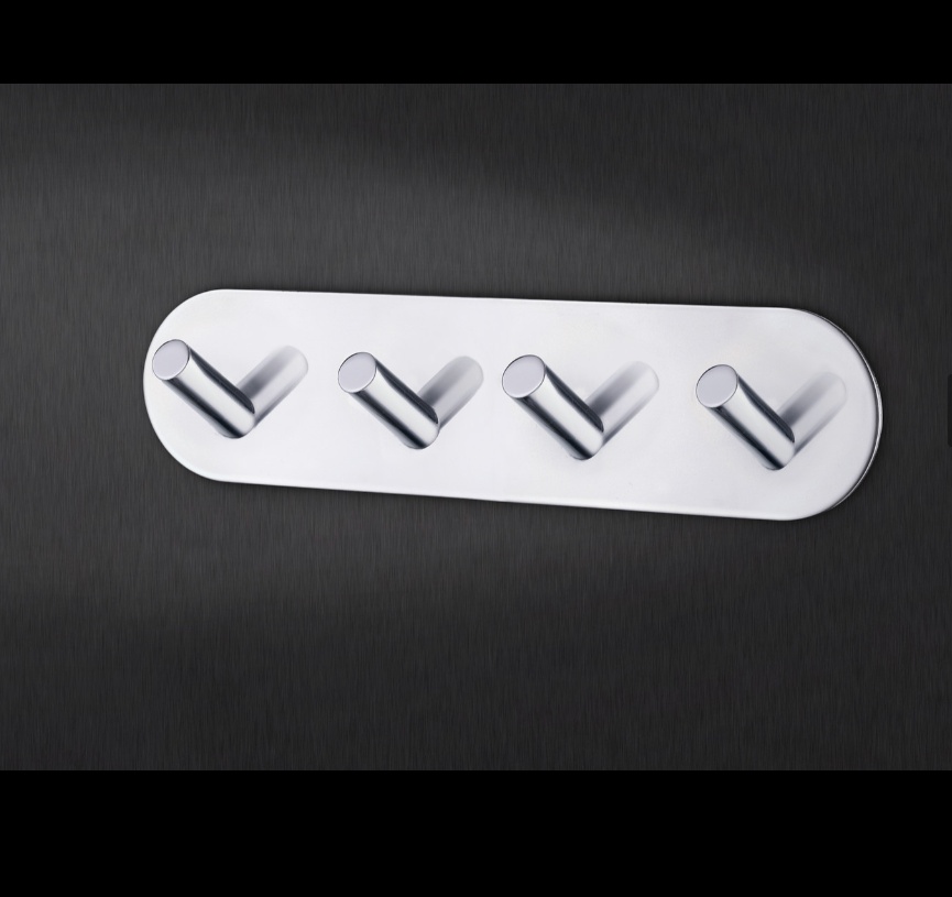 Four hook, Self-adhesive, Round, BESLAGSBODEN, 19 x H 4,8 cm, Chrome