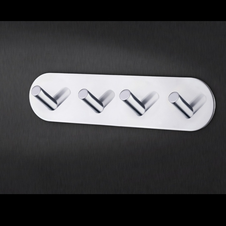 Four hook, Self-adhesive, Round, BESLAGSBODEN, 19 x H 4,8 cm, Chrome