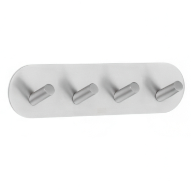 Four hook, Self-adhesive, Round, BESLAGSBODEN, 19,2 x H 4,8 cm, Brushed stainless steel
