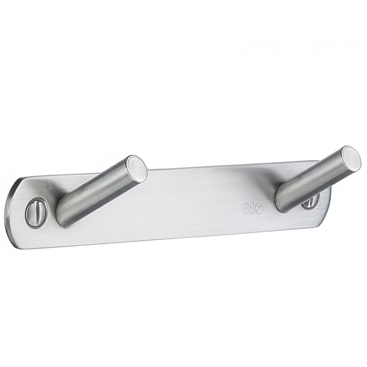 Double hook, BESLAGSBODEN, 13 x H 2 cm, Brushed stainless steel