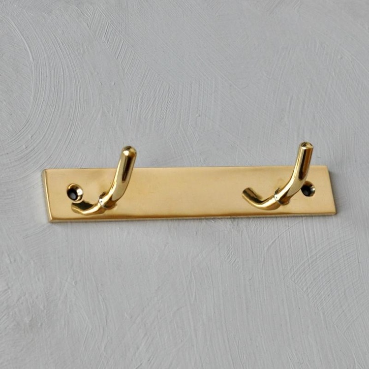 Double hook, EXMEZ RAK, 13 x H 2 cm, Shiny Brass