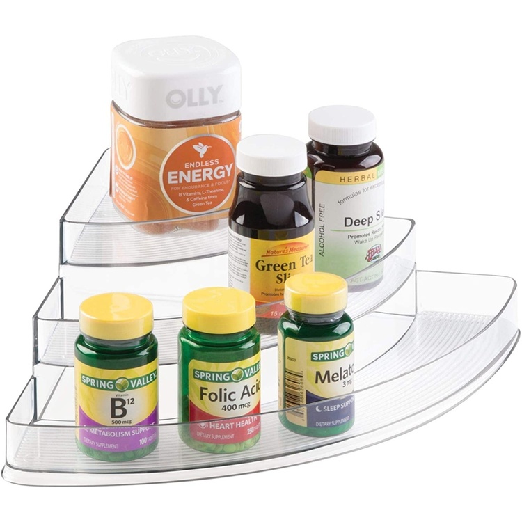 Spice Rack for corners, 3-Tiered, STADIUM, 35,5 x x 25,5 x H 10 cm, Transparent