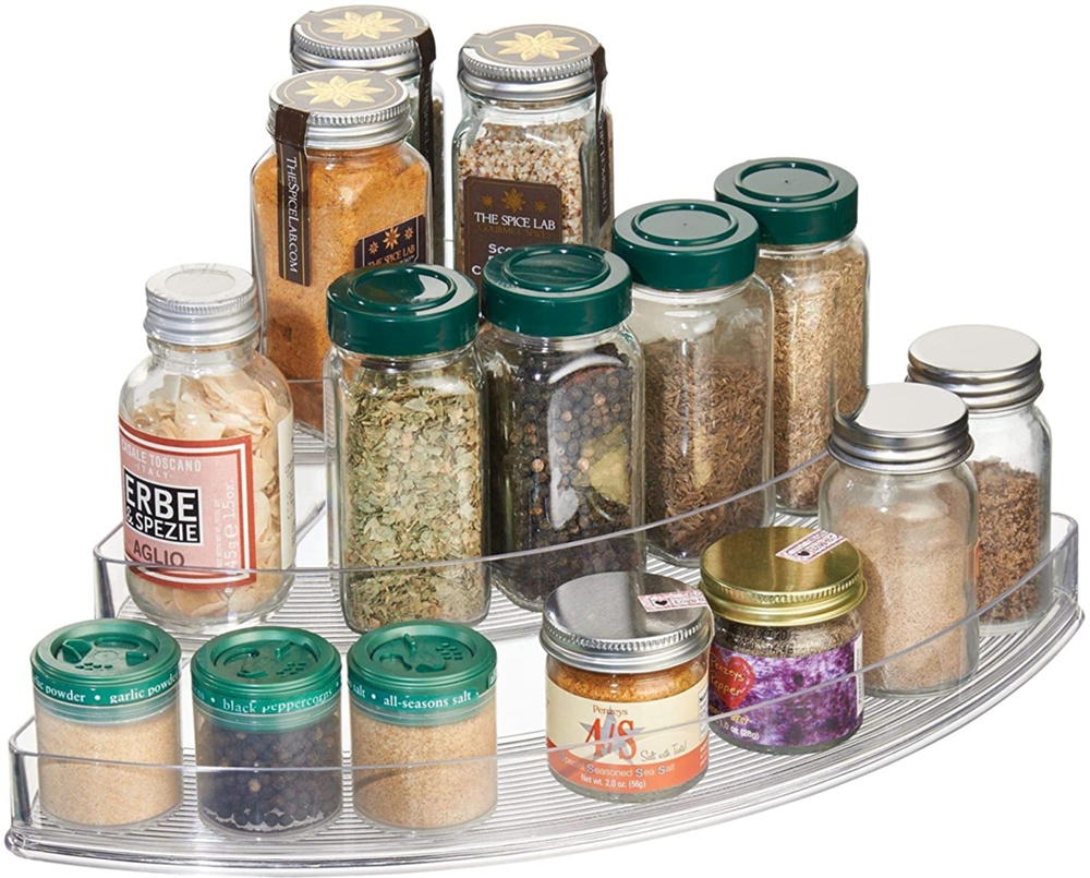 Spice Rack for corners, 3-Tiered, STADIUM, 35,5 x x 25,5 x H 10 cm, Transparent