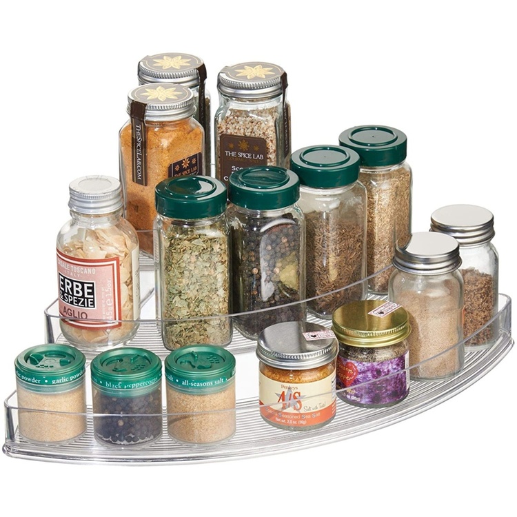 Spice Rack for corners, 3-Tiered, STADIUM, 35,5 x x 25,5 x H 10 cm, Transparent