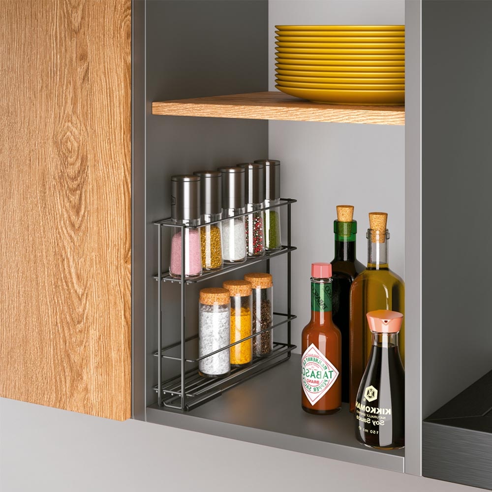 Spice Rack, LAVA SLIDE-OUT, 28 x 6 x H 22 cm, Black