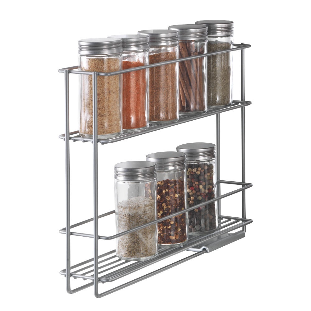 Spice Rack, SLIDE-OUT, 28 x 6 x H 22 cm, Silver