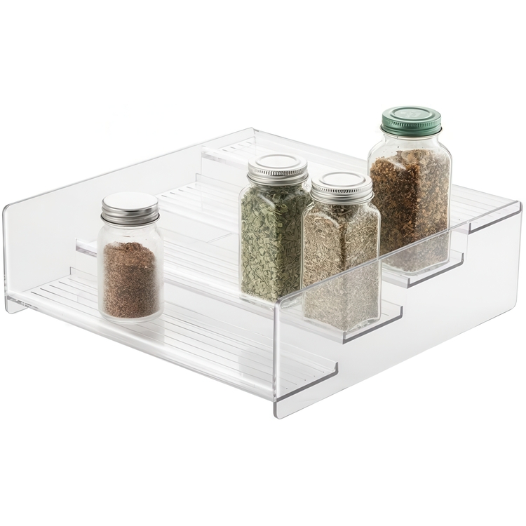 Spice Rack, 4-Tiered, STADIUM SHELF, 27,3 x 28 x H 9 cm, Clear
