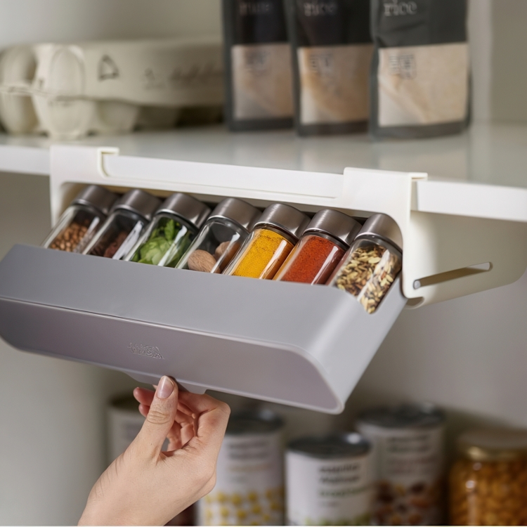 Spice Rack, Under Shelf, CUPBOARD STORE, 2 x 13,5 x H 9,3 cm, Joseph Joseph, Grey