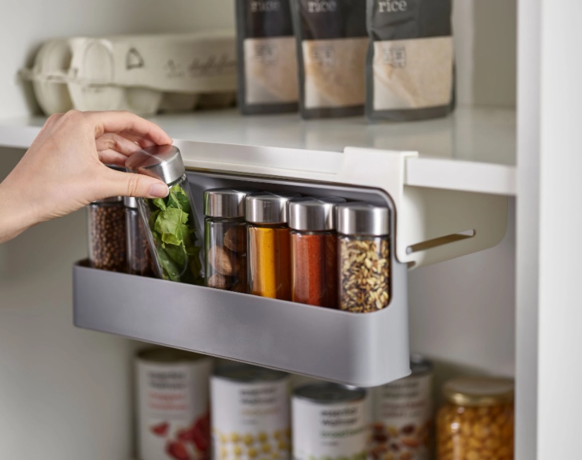 Spice Rack, Under Shelf, CUPBOARD STORE, 2 x 13,5 x H 9,3 cm, Joseph Joseph, Grey