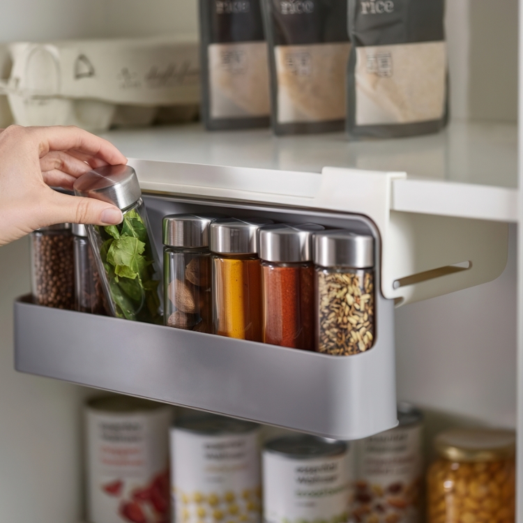 Spice Rack, Under Shelf, CUPBOARD STORE, 2 x 13,5 x H 9,3 cm, Joseph Joseph, Grey