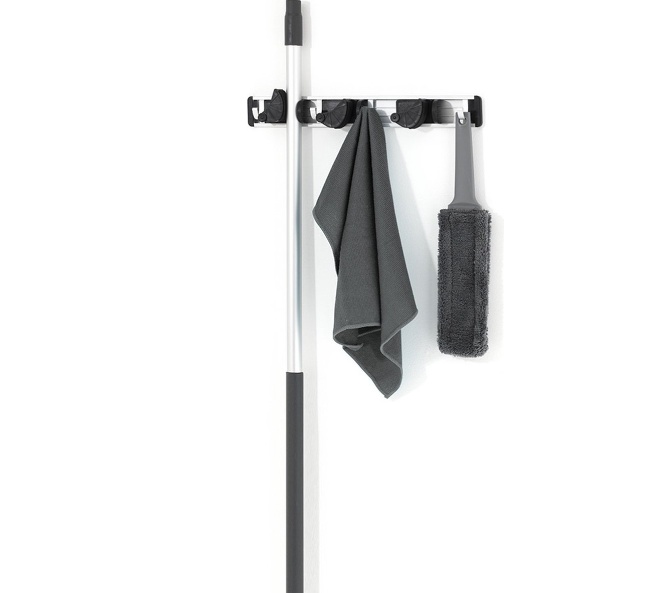 Tool Bar with 3 Rubber Grips, MOP HOLDER, 40 cm, Aluminium / Black