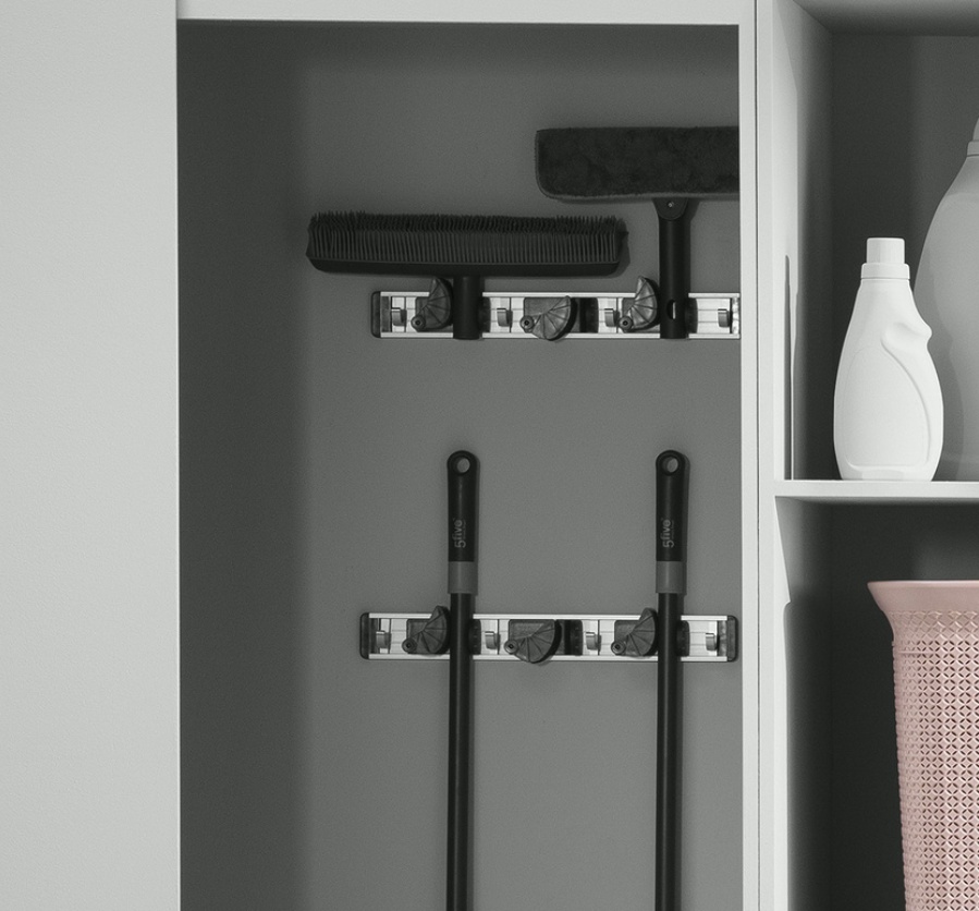 Tool Bar with 3 Rubber Grips, MOP HOLDER, 40 cm, Aluminium / Black