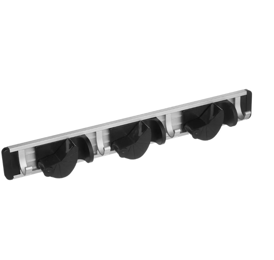 Tool Bar with 3 Rubber Grips, MOP HOLDER, 40 cm, Aluminium / Black
