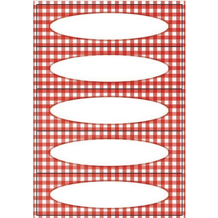 Kitchen Labels, 20 psc, GINGHAM RED, 76 x 23 cm, Red / White
